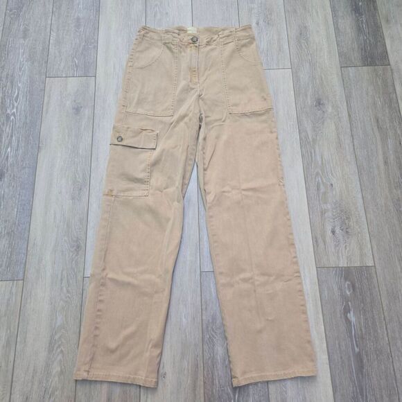 Joie tan cargo pants cotton tencel blend high waist worn in comfort size 6 - Picture 1 of 14